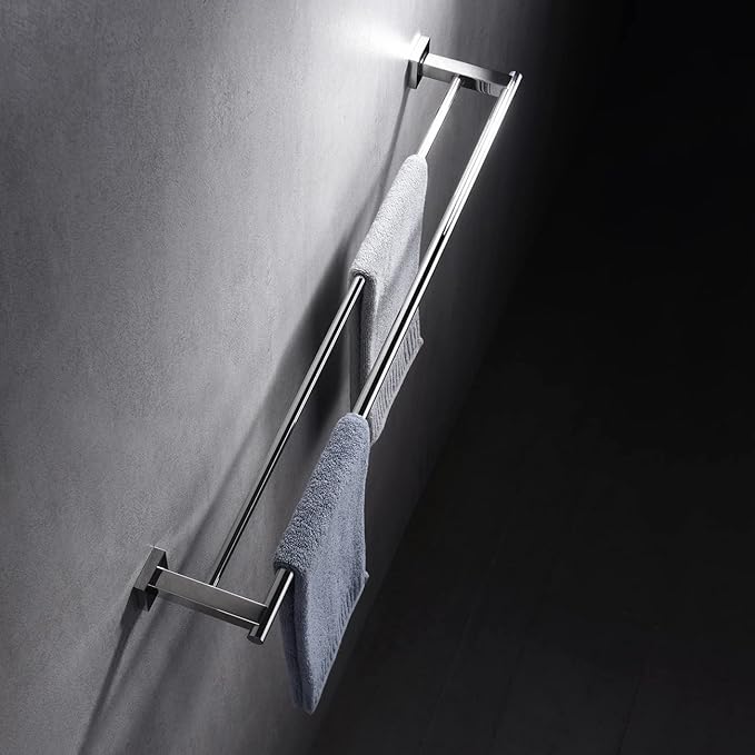 Miyili Bathroom Double Towel Bar 30-Inch Stainless Steel Bath Hand Towel Rack Wall Mount Polished Finish, A02C75B