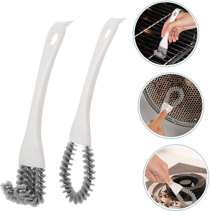 2pcs Multi-use Crevice Cleaning Brush Set with Handheld Soft Bristles for Kitchen and Bathroom Groove, Grout Cleaner Tool for Stove, Grill, Window Track, and Tight Spaces