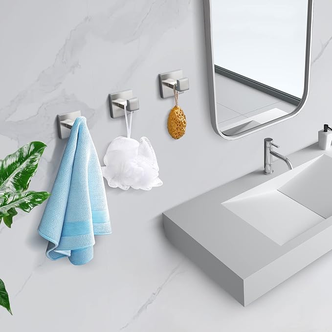 TQKAG Bathroom Towel Hook Coat Brushed Robe Clothes Bath Wall Hooks for Kitchen Garage,Stainless Steel Wall Mounted