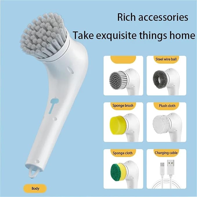 5-in-1 WL Electric Cleaning Brush USB Charging Kitchen Bathroom Window Toilet Dishwashing Multifunctional Cleaning Brush