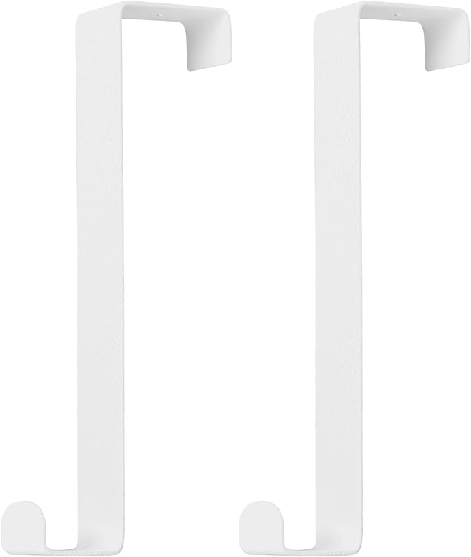 Over The Door Hooks, 2-Pack Heavy Duty Towel Rack Hanger for Bathroom, Bedroom, Dorm Room, Fixed Door Hooks for Hanging Robe, Coat, Towel, Organizer (White)
