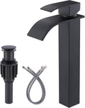 Vessel Sink Faucet Matte Black: ARCORA Single Hole Tall Bathroom Faucet, Single Handle Tall Waterfall Bathroom Faucet with Pop Up Drain and cUPC Supply Lines