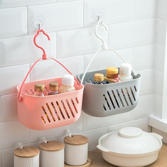 Hanging Shower Caddy, 2-Pack Hanging Basket for Bathroom & Kitchen - Space-Saving Storage Organizer for Shampoo, Loofahs, Towels, Pantry Items