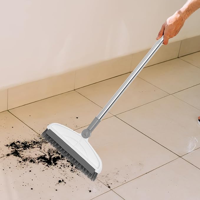 Toyvian Long-Handle Floor Scrub Brush with Stiff Bristles and 126cm Extendable Rod Seam Cleaning Brush for Bathroom and Tile Floors for Indoor and Outdoor Use