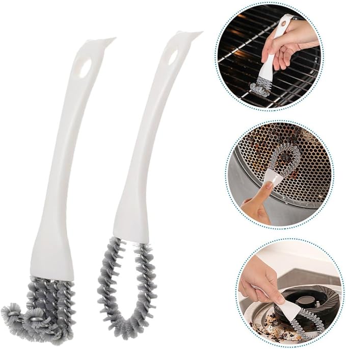 Multifunction Kitchen Cleaning Brush 2pcs Set with U-Shaped and Angled Crevice Brushes, Stiff Bristle Scrubbers for Stove, Grill, Window Tracks, and Hard-to-Reach Corners Cleaning
