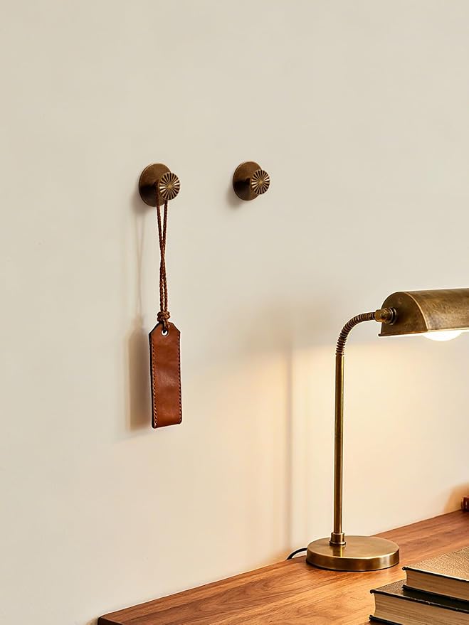 2 Pack Adhesive Coat Hooks for Bathrooms Antique Brass Wall Robe Towel Hooks for Hanging Kitchen Decorative Heavy Duty Zinc Alloy
