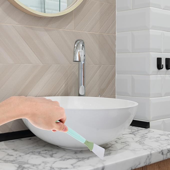 VANZACK Crevice Cleaning Brush Double-Headed Green Scraper with Bristles Gas Stove Window Groove Kitchen Bathroom Edge Grout Cleaner for Household Use