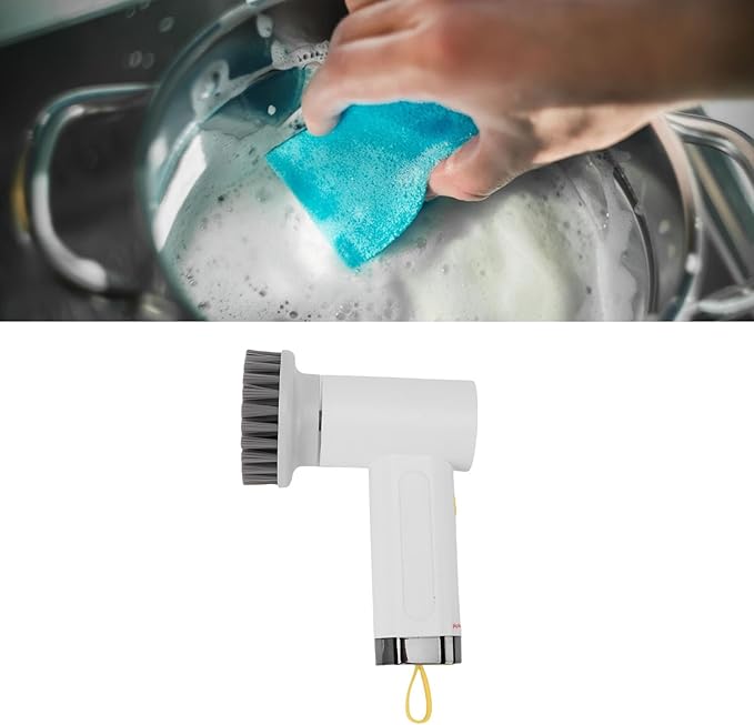 Pssopp Electric Rotating Cleaning Brush, Cordless Scrubber Shower Bathroom Cleaner for Kitchen Tile Window Floor (White)
