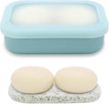 OLAMAR Solid Shampoo Bar Holder,Silicone Travel Soap Case,Enhanced Leak Proof Soap Container with Drainage Layer Soap Holder, Suitable for Bathroom,Camping and Gym (Blue, Large)