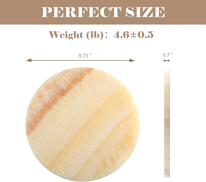 BCS Round Marble Vanity Tray for Bathroom Counter- 10 inch Natural Mexico Onyx Stone Tray for Perfume, Jewelry, Makeup Organizer, Luxury Dresser & Nightstand Decor