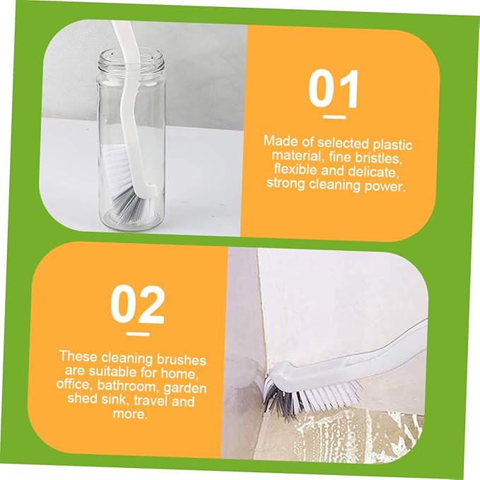 SECFOU 4pcs Double Head Bathtub Brush Deep Cleaning Grout Scrubbing Brush with Hard Bristles and Extended Handle for Kitchen Sink Bottles Bathroom Cleaning