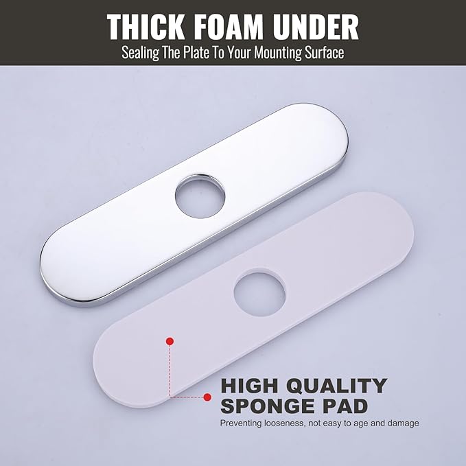 10" Sink Faucet Hole Cover Deck Plate (Arc Edge) for Kitchen & Bathroom Vanity Sink, Faucet Chrome Escutcheon Plate Stainless Steel Outside Faucet Cover Cap for 1 or 3 Hole Mixer Tap