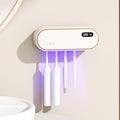 Toothbrush Holders for Bathrooms,Electric Toothbrush Holder with 24-Hour Smart Cycle Cleaning and hot air Drying, LED Display, Rechargeable Wall Mounted Tooth Brushing Holder (White)
