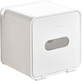 simpletome Toilet Paper Holder Wall Mount with Shelf Waterproof Adhesive or Drilling Install (White, ABS Plastic)
