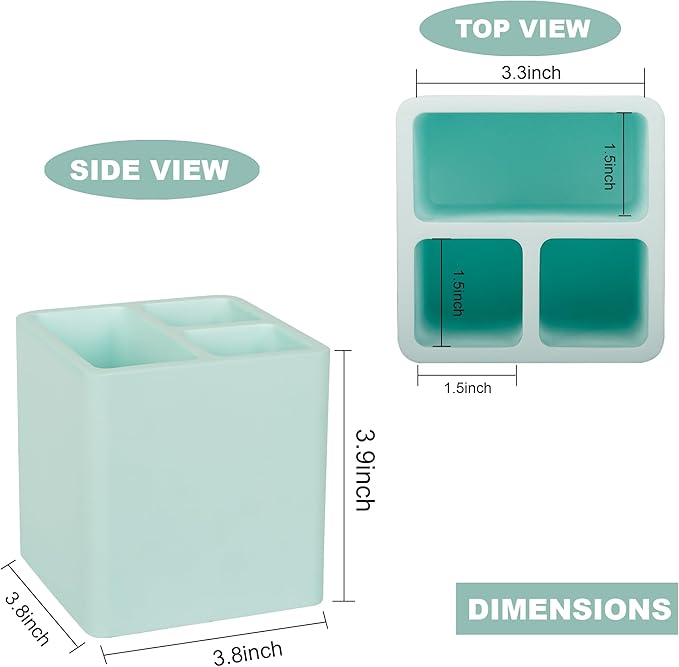 Diatomite Toothbrush Holders for Bathrooms, Electric Toothbrush and Toothpaste Holder 3 Slots Tooth Brush Organizer for Bathroom Countertop, Shower, Vanity - Green