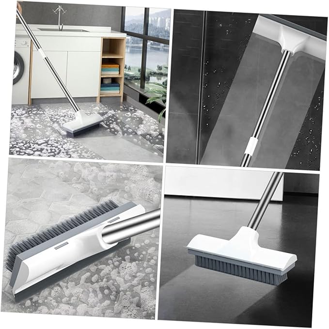 VICASKY Long Handle Floor Scrub Brush with Hanging for Bathroom Kitchen Cleaning Wide Hard Bristle Scrubber for Efficient Tile and Grout Cleaning