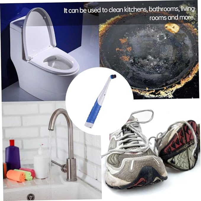 Reveal Power Scrubber Electric Cleaning Brush with 4 Brush Heads for Tub Kitchen Blue