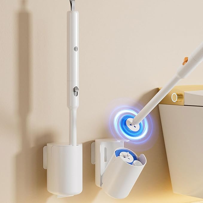 PANGBOER Electric Rotating Toilet Brush Wall Mounted with Head 360 Degree Scrubber Tool for Stubborn Stain