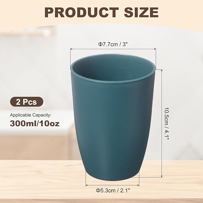 uxcell 2 Pcs Simple Toothbrush Cup, 3 x 3 x 4.1 Inch Bathroom Tumbler Reusable Plastic Cup Set for Storing Toothpaste Toothbrushes Combs Water Beverages, Dark Blue