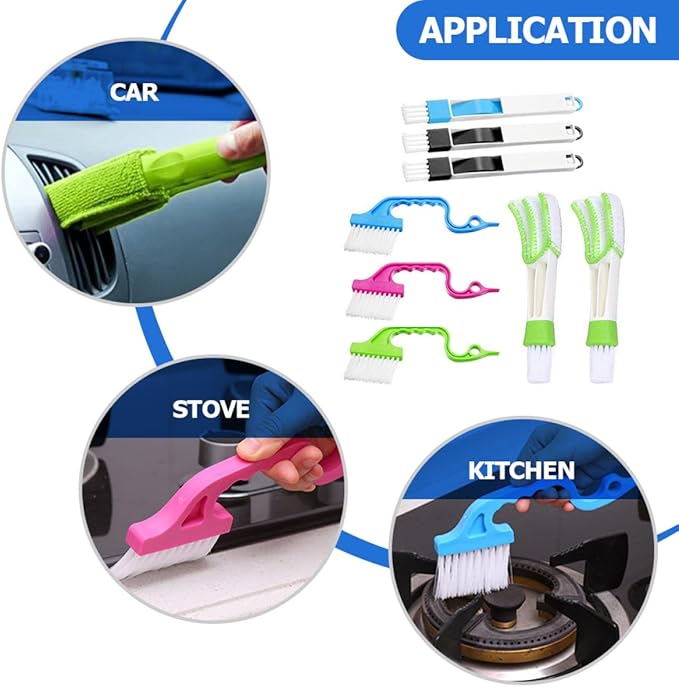 FRCOLOR Window Groove Cleaning Brush Set 8pcs, Multi-Functional Scrubber Brushes for Window Tracks and Gaps, Wet and Dry Use Cleaning Tools for Household Dust and Dirt Removal