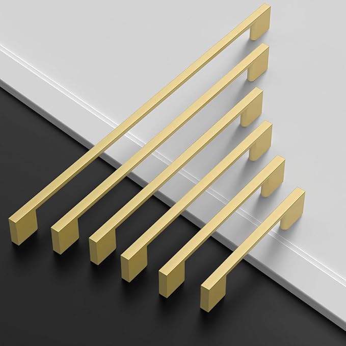 Amerdeco 10 Pack Brushed Gold Cabinet Pulls 3 Inch(76MM) Hole Centers Kitchen Cabinet Handles Cabinet Hardware Kitchen Handles for Cabinets Cupboard Handle Drawer Pulls ZH0060