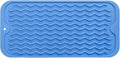 Silicone Dish Drying Mat for Multiple Usage,Easy clean,Eco-friendly,Heat-resistant Silicone Mat for Kitchen Counter or Sink,Refrigerator or Drawer Liner Lichen BlueL S 12 inches x 6 inches