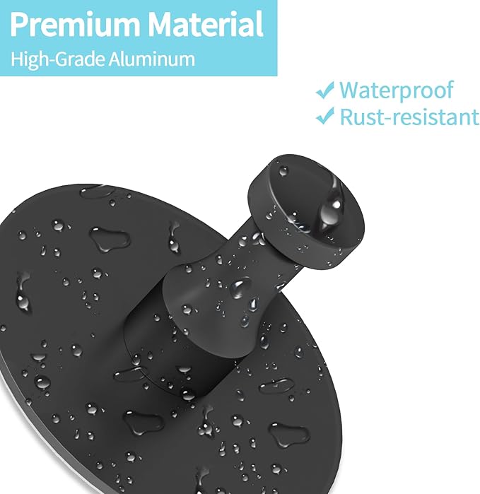 Adhesive Hooks for Walls No Damage 4 PCS, Heavy Duty Aluminum Strong Adhesive Towel Hooks for Bathrooms for Inside Shower for Hanging Loofah, Clothes, Robes