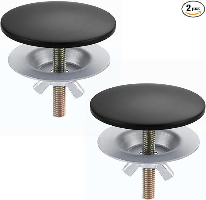 Brass Metal Faucet Hole Cover, 2-PCs Plug for Sink Countertop, Matte Black