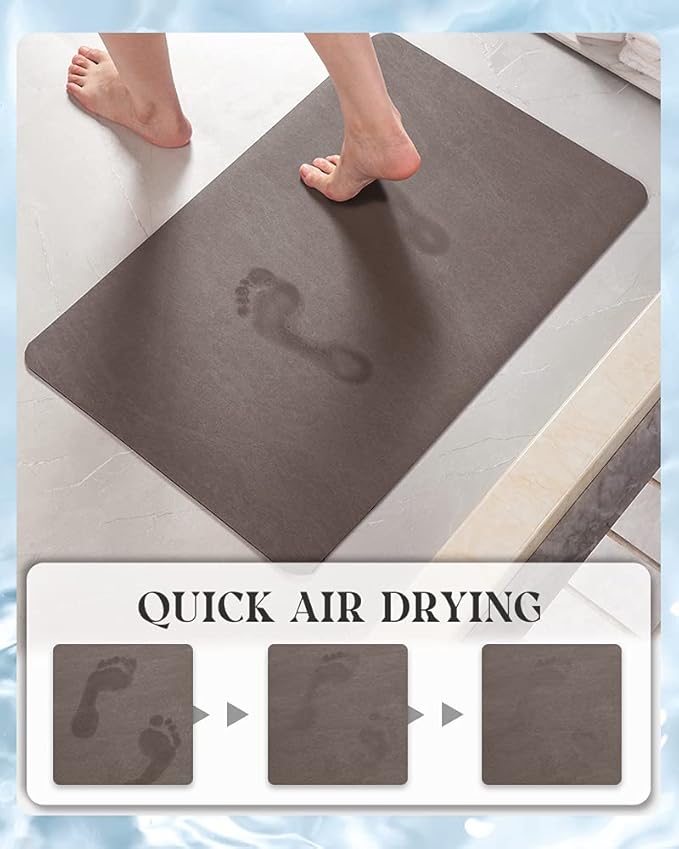MontVoo -Bath Mat Rug-Rubber Backing Non Slip Quick Dry Absorbent Thin Bathroom Rugs Fit Under Door-Faux Suede Surface Bathroom Floor Mats-Shower Rug for in Front of Bathtub Shower Brown 17"x27.5"