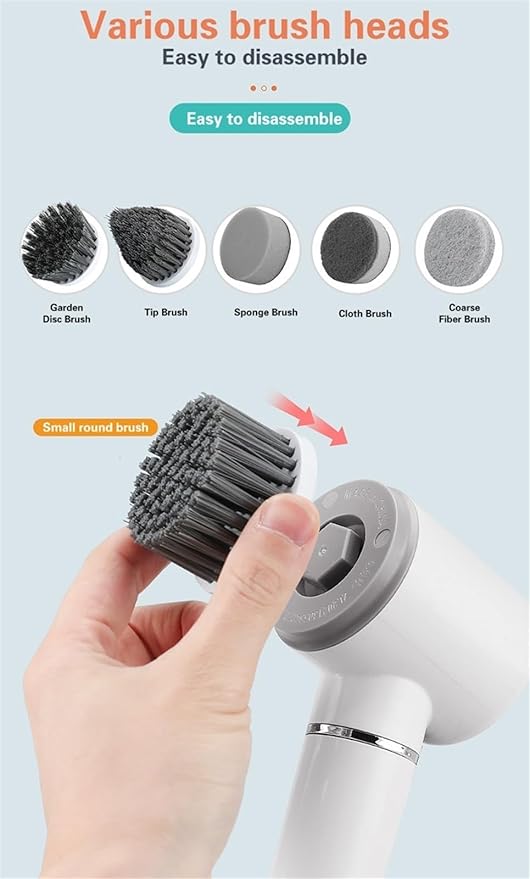 AVFORA Household Electric Cleaning Brush Rechargeable Power Spin Scrubber with Multifunctional Replacement Heads Kitchen Cleaning Brush for Cleaning Tub,Tile, Sink, Floor, Window