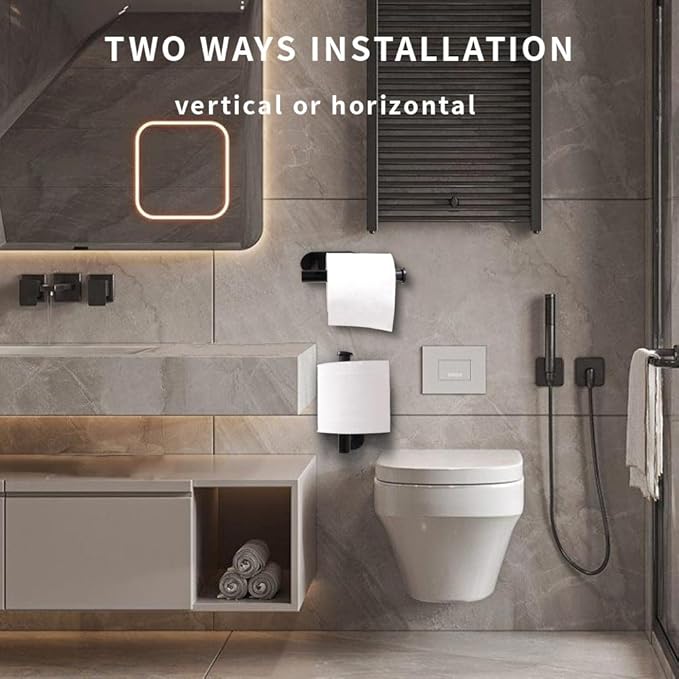 Bathroom Toilet Paper Holder Self-Adhesive Roll Holder Wall Mount SUS304 Stainless Steel no Drilling Tissues Holder Stick on Wall Silver Grey (1Pack,Brushed Nickel)