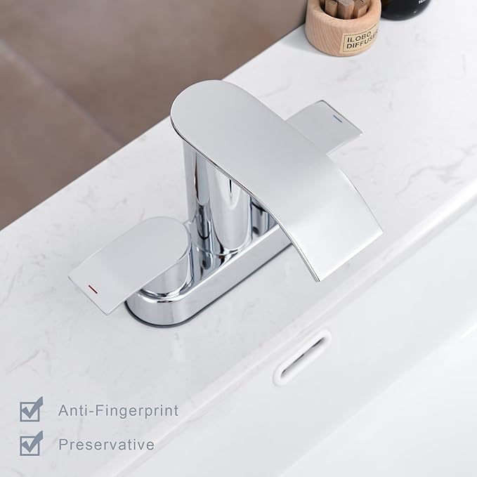 Ultimate Unicorn Bathroom Faucet for Sink Chrome, 4 Inch Bathroom Sink Faucet for 3 Hole or 2 Hole, 2 Handle Waterfall Faucets with Pop up Drain, Centerset Faucets for RV Counter