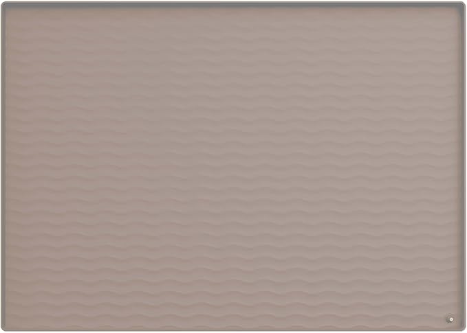 URMONA 25'' x 22'' Waterproof Silicone Under Sink Mat Cabinet and Counter Protector, Shelf Liner for Kitchen and Bathroom, Storage and Organizers, Litter Mat, Pet Cat Puppy Essentials(Khaki)