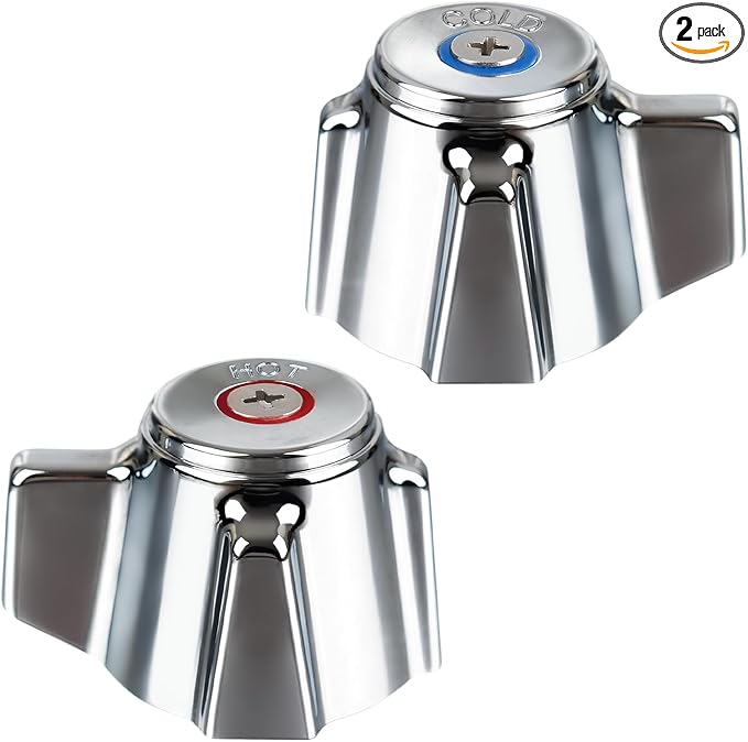 2 Pack Commercial Faucet Handle Replacement Kit Outdoor Faucet Handles 0.43" Round Stem Hole Faucet Handle Sillcock Valve Stems for Industrial, Restaurant, Kitchen Faucet