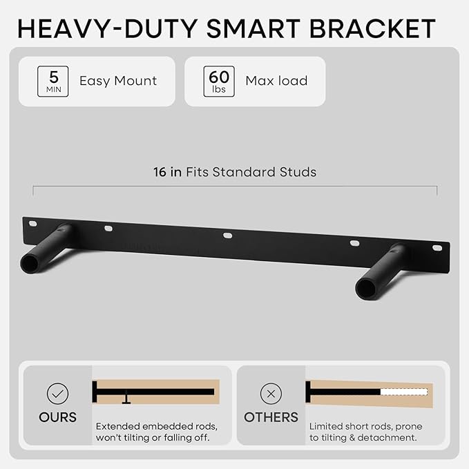 Homeforia Black Floating Shelves 24 inch, High End Solid Real Wood 24inch Bathroom Floating Shelf for Wall Mounted, Black Wooden 24in Floating Shelves, Heavy Duty Bracket, 24 X 6.5 X 1.75 in, Set of 4