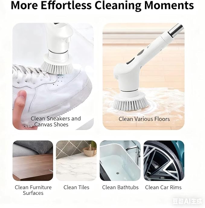 Electric Multifunctional Cleaning Brush Set for Home Use - Manual Powerful Cleaning Tool Kit (4-Piece Set) for Kitchen, Bathroom, Toilet and Floors.
