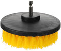 Electric Drill Brush Set 5-inch Round Cleaning Brush Heads Yellow Hollow Core Floor Scrub Attachment Portable Home Tool for Kitchen Bathroom Tile Grout Cleaning