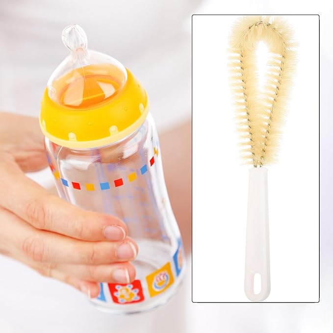 Bottle Cleaning Brush with Long Handle L-Shaped 90° Bend Cup Cleaner for Bottles and Mugs Sturdy Nylon Bristles Kitchen Brush and Water Cups