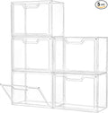 Stackable Storage Bins, Clear Acrylic Display Case, 5-Pack Acrylic Boxes with Lids, Clear Storage Containers Storage for Handbags, Collectibles & Figures