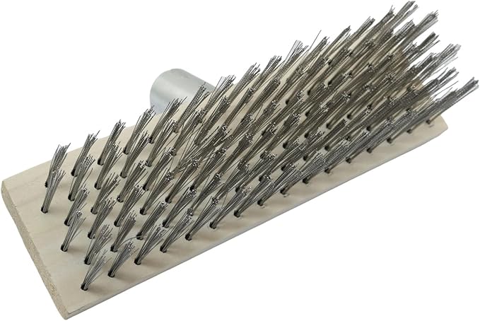 Wire Floor Brush Replacement Head Long Stiff Hair Stainless Steel Wire Brush Heavy Duty Outdoor Broom Head Deck Brush For Kitchen Bathroom Concrete Floor Patio Pavement Moss Tile Scrubbing Brush