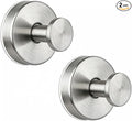 WZW&CLC Suction Cup Hooks for Shower, Stainless Steel Heavy Duty Hanger, Waterproof Removable Towel Hooks for Kitchen, Bathroom, Mirror, Wall, Glass (2, Silver)