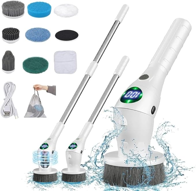 Electric Cleaning Brush 8 in 1 Multifunctional Household Wireless Rotatable Cleaning Brush for Bathroom Kitchen Windows Toilet