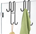 Cerbonny Shower Door Hooks, 2 Pack Double Towel Hooks for Bathroom Frameless Glass Shower Door, Heavy Duty Stainless Steel Bathroom Hanger Without Perforation，Black