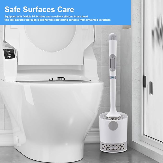 Toilet Bowl Brush and Holder | Toilet Scrubber - Long-Handle Ergonomic Attachment Scrubber Cleaning Tool Scrub-Resistant Bristles for Apartment Shower Bathroom RV Grout Restoration Sink Stone Floor