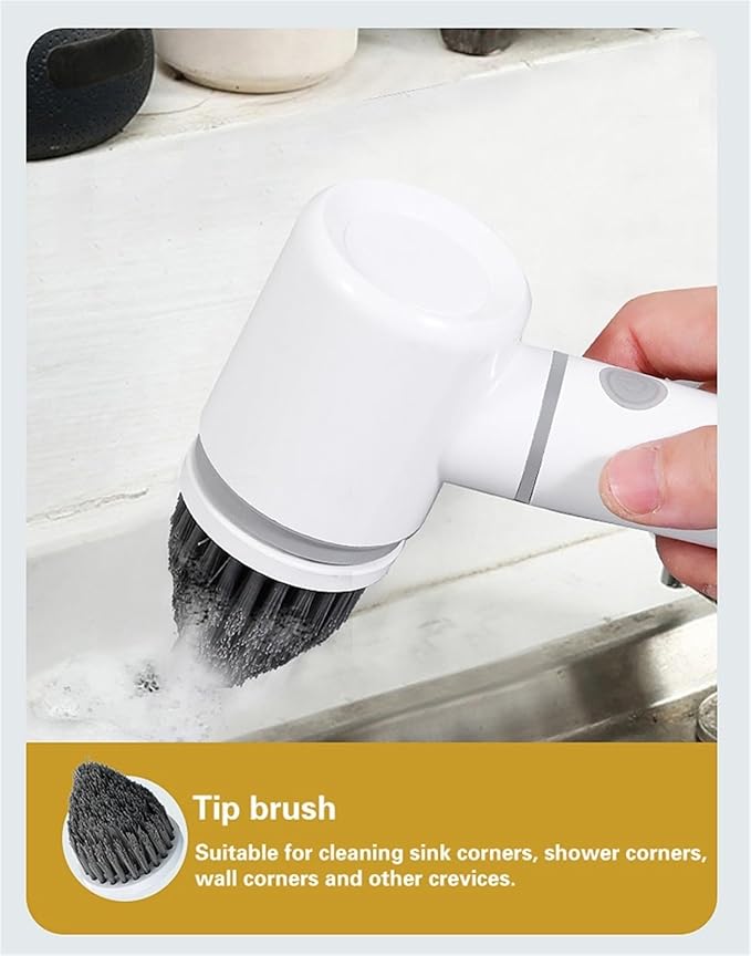 AVFORA Household Electric Cleaning Brush Rechargeable Power Spin Scrubber with Multifunctional Replacement Heads Kitchen Cleaning Brush for Cleaning Tub,Tile, Sink, Floor, Window