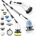 Electric Spin Scrubber for Cleaning with 9 Replaceable Brush Heads,Cordless Bathroom Cleaning Brush with 3 Speeds,IPX7 Waterproof,Adjustable Handle for Shower,Bathtub,carpet,Tile,Floor & Kitchen,White