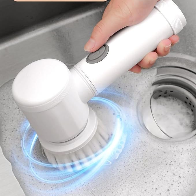 Electric Spin Scrubber, Electric Cleaning Brush with 360° Rotatable Brush Head, USB Rechargeable, Cordless Spin 5 Replaceable Brush Heads for Kitchen Bathroom