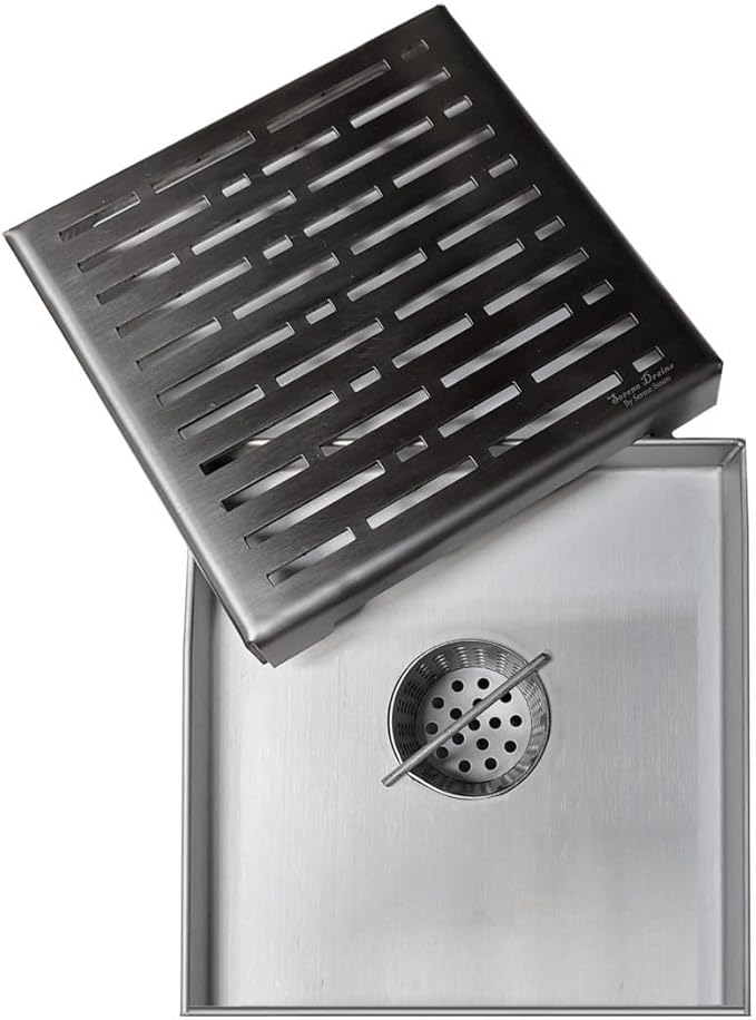 SereneDrains 304 Stainless Steel Hair Trap for Shower Drain Hair Catcher for Linear and Square 2 inch Bathroom Strainer Filter Remover Trapper Basket Floor Standing Catch (Brushed Nickel)