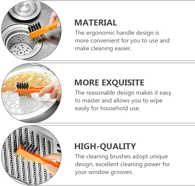 2pcs Multipurpose Window Groove Cleaning Brush Stiff Bristles for Bathroom Floor and Tile Grout Deep Crevice Home Cleaning