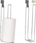 Bathroom Toilet Paper Holder with Storage, Over The Tank Toilet Paper Holder, Toilet Paper Roll Holder for 3 Rolls, Adhesive Tissue Holder for Bathroom, Silver, 2PC